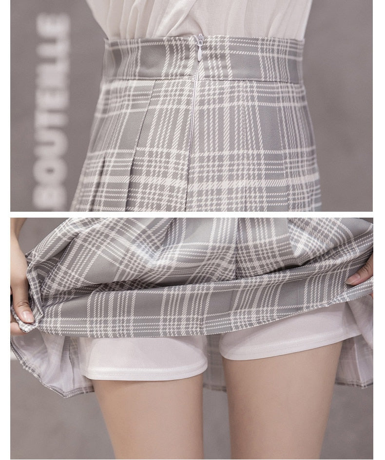 Harajuku Style High Waist Plaid Mini Skirt for Women