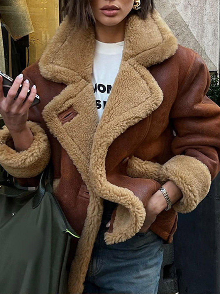 Harajuku Style Long Sleeve Fur One-Piece Jacket