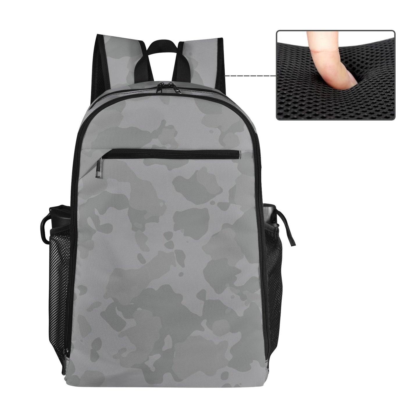 Gray Camo All Over Print Leisure Sports Backpack
