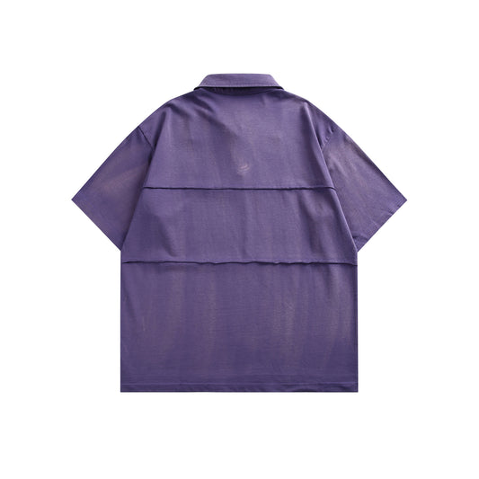 Hairy Edge Patchwork Polo Shirt