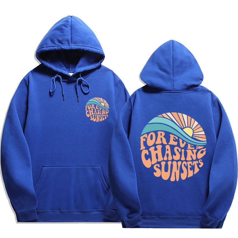 Chasing Sunsets Harajuku Style Cuff Thread Hoodie