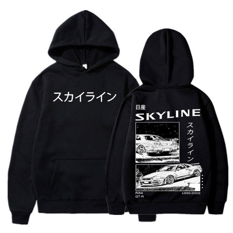 Skyline Initial D Anime Hoodie - Harajuku Style