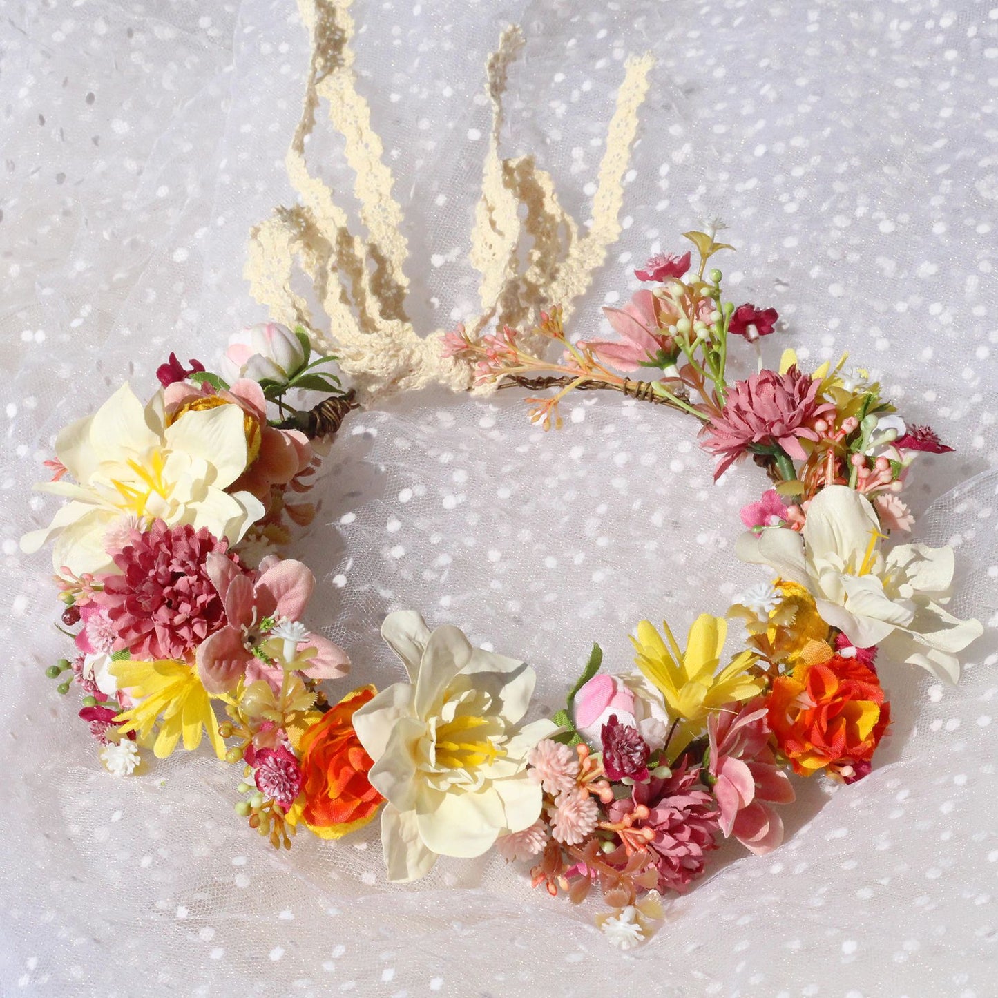 Autumn Flower Wreath Headwear
