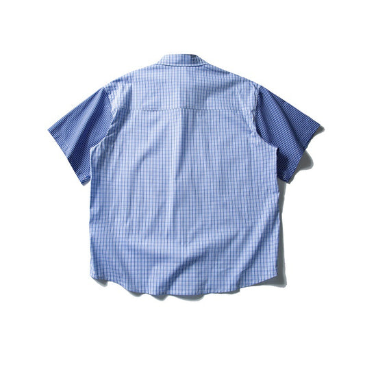 Color Blocking Patchwork Pocket Checkered Shirt