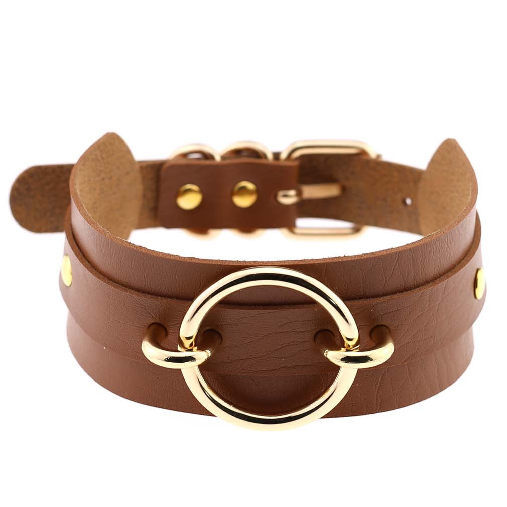 Harajuku Exaggerated PU Leather O-Ring Collar Necklace