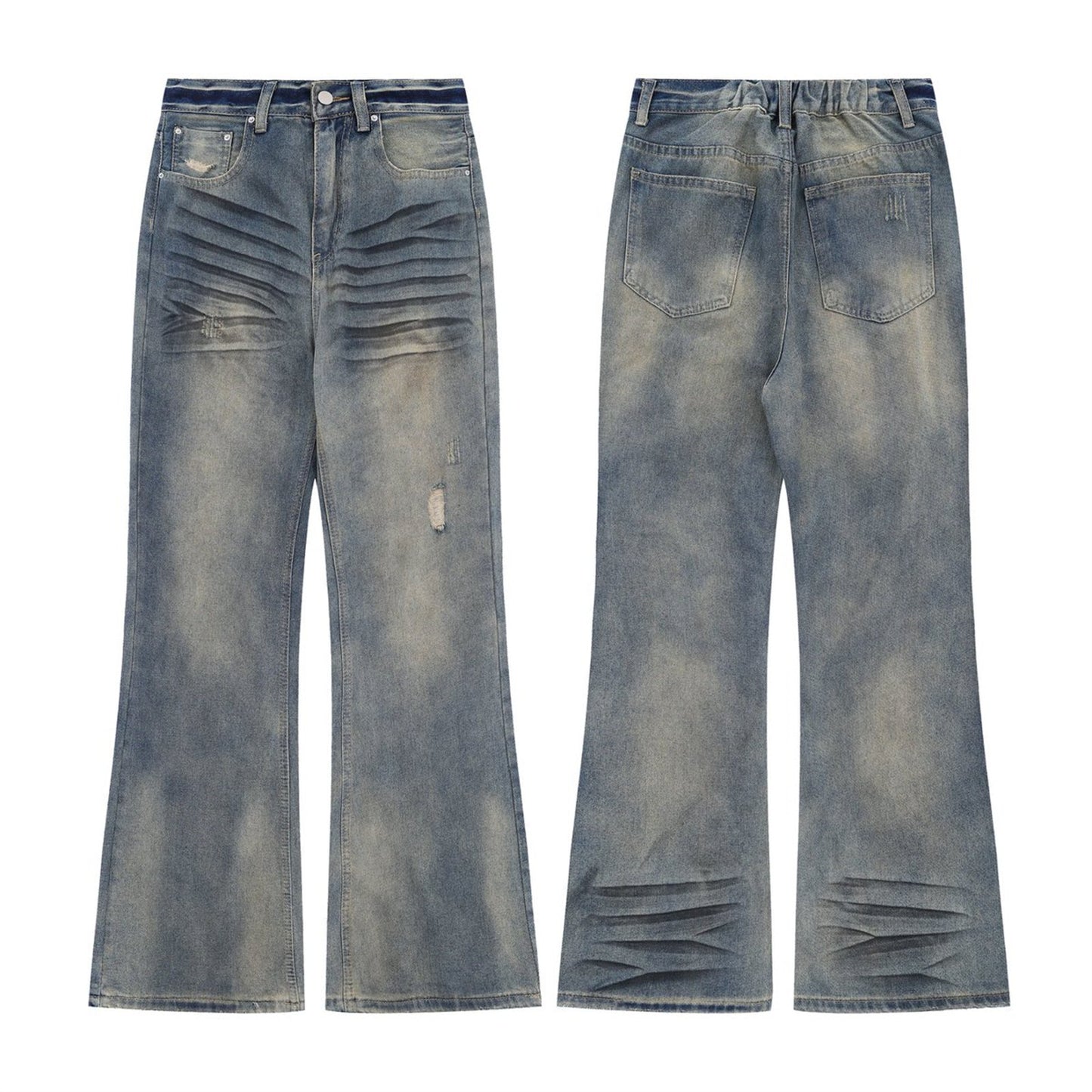 Harajuku Style Washed Straight Leg Jeans - Unisex