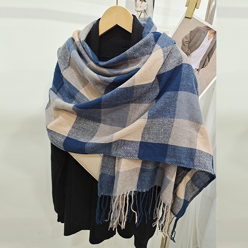 Harajuku Style Color Grid Imitation Cashmere Scarf
