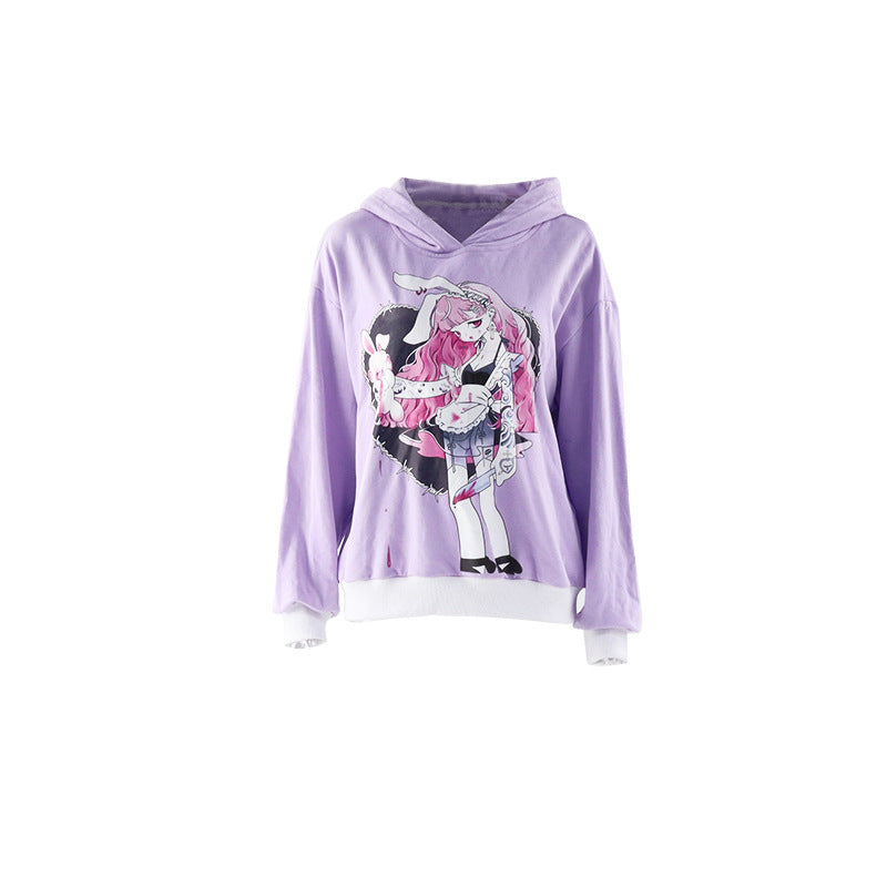 Playful Bunny Girl Hoodie - Harajuku Style Sweater
