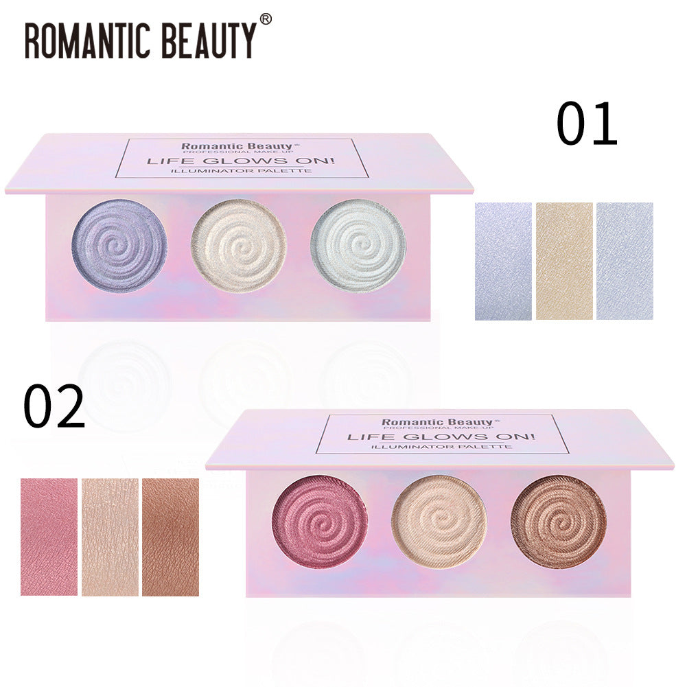 Tri-Color Pearl Glitter Highlighter Palette