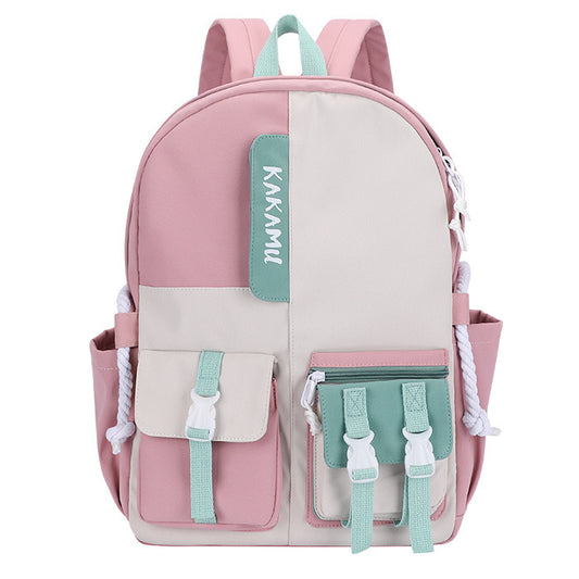 Harajuku Style Contrasting Color Large Capacity Schoolbag