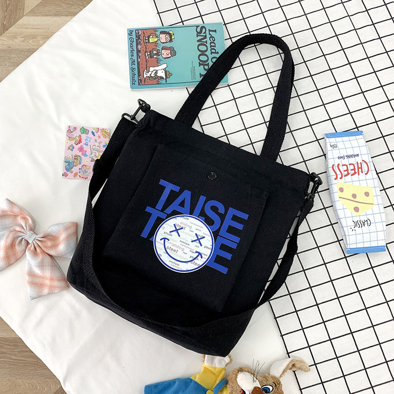 Playful Little Devil Shoulder Bag - Trendy Canvas Tote