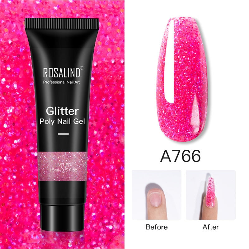 Glitter Poly Nail Gel Extension - 15ml Nail Polish for Manicure