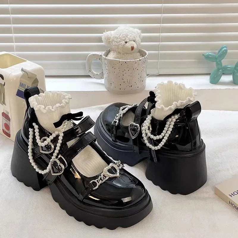 Sweet Heart-Shaped Buckle Mary Janes