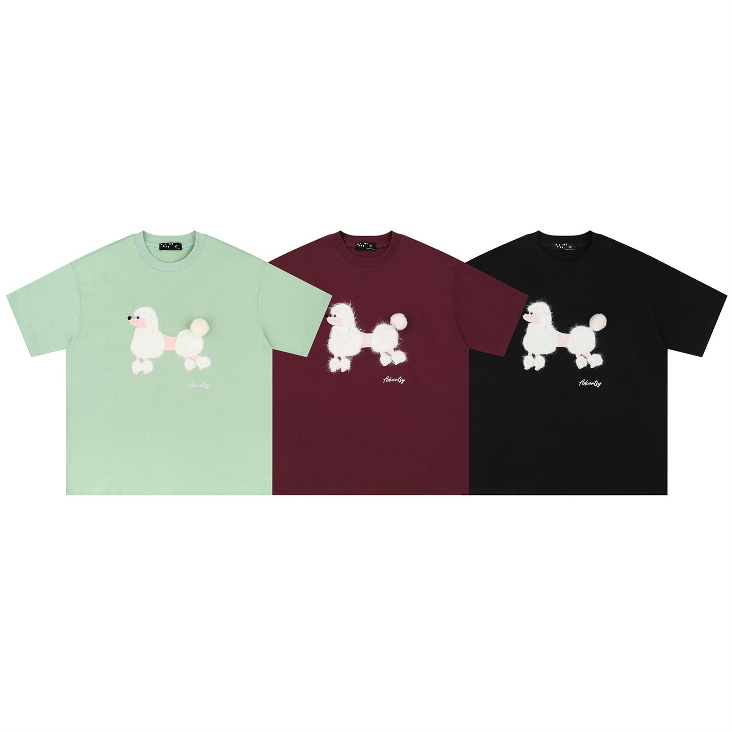 Retro Fuzzy Dog Print Short Sleeve T-Shirt for Men