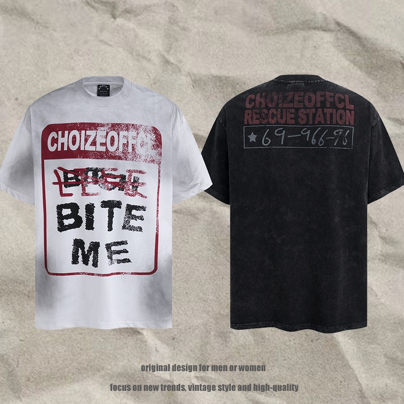 Couples Water-Washed Pure Cotton Short Sleeve Tee