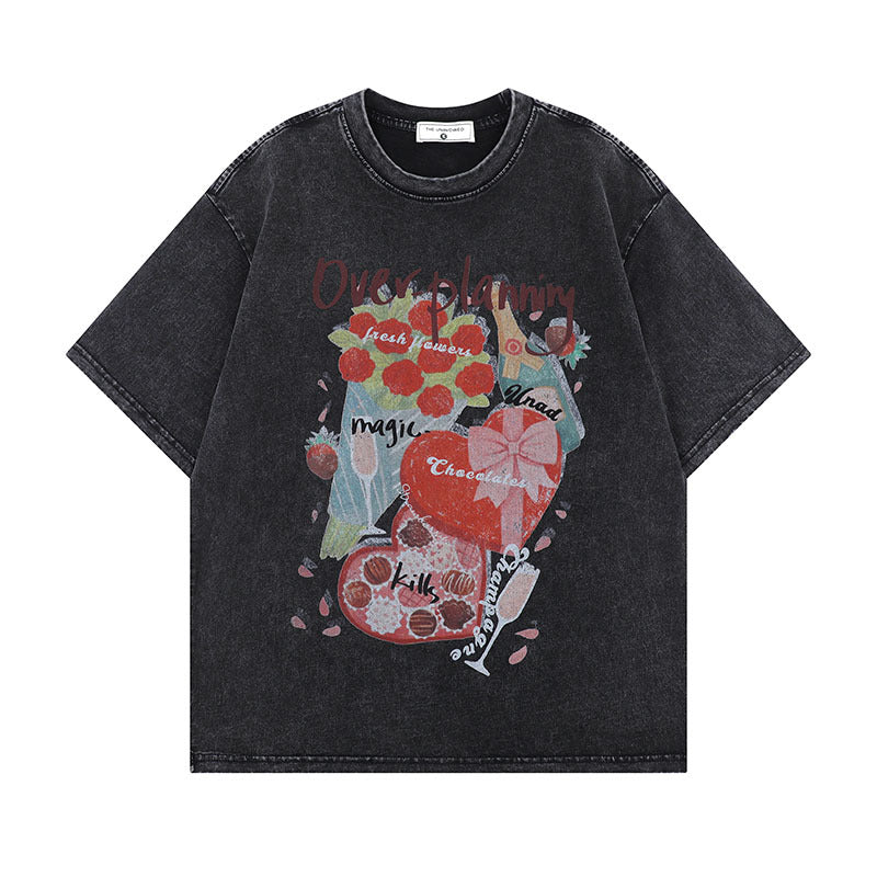 Harajuku Style Men's Loose Fit Cartoon Tee