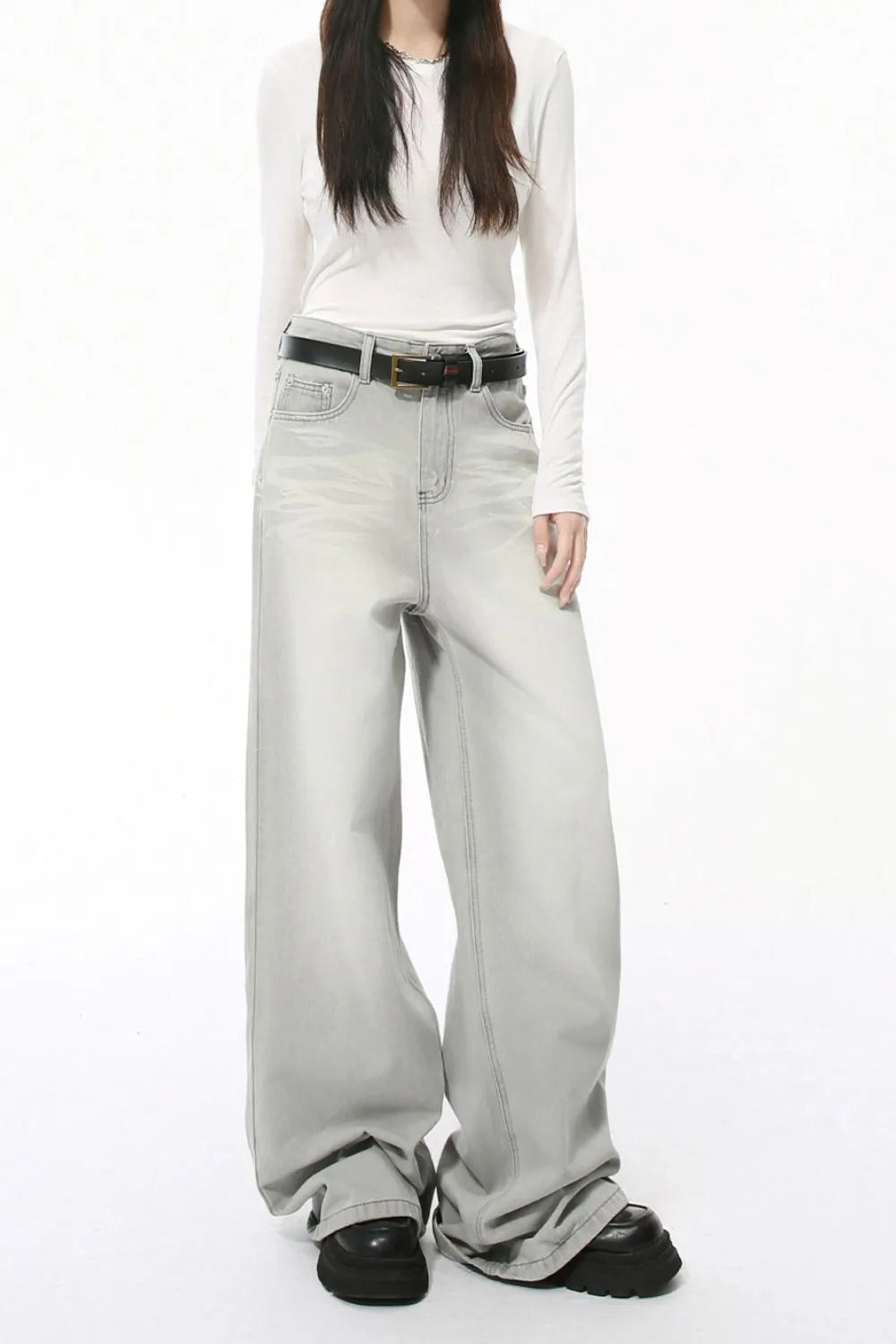 Harajuku Wide Leg Jeans with Pockets