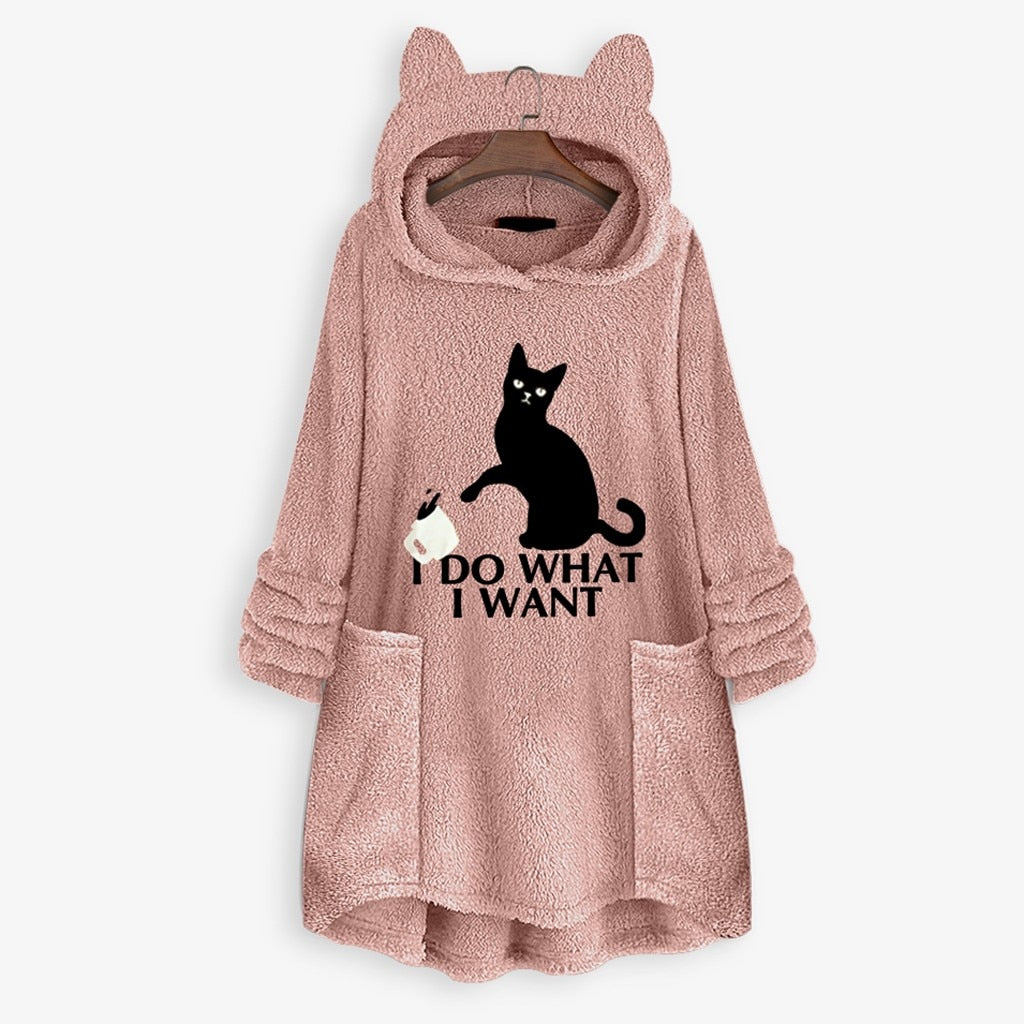 Harajuku Cat Ear Hoodie Sweatshirt for Women