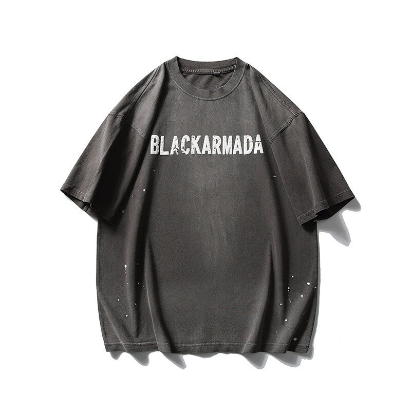 Harajuku Style Vintage Letter Print Loose Fitting T-Shirt