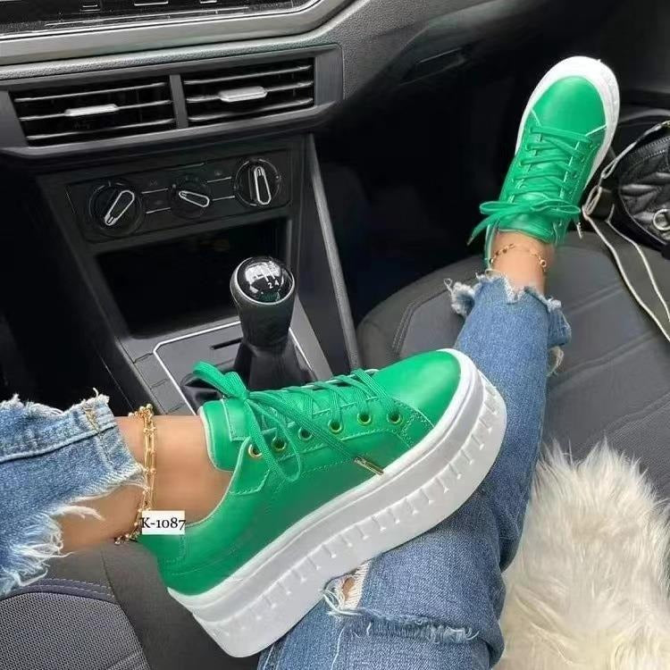 Women's Thick Soled Lace Up Casual Shoes