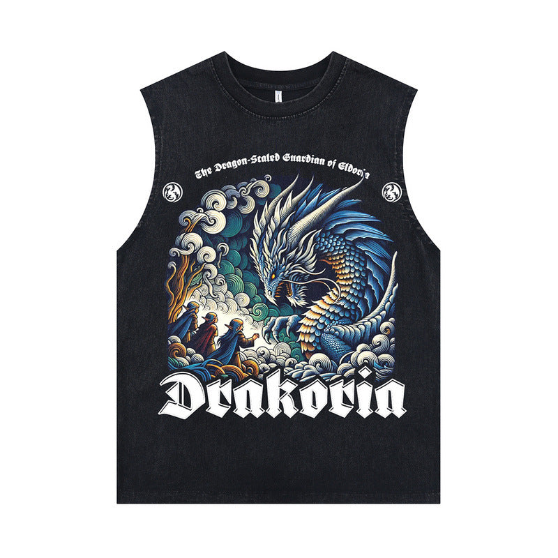 Harajuku Style Vintage Retro Print Sleeveless T-Shirt