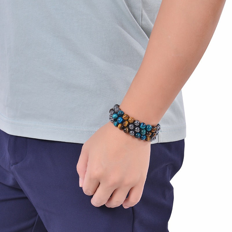 Adjustable 8MM Tiger Eye Woven Bracelet for Men