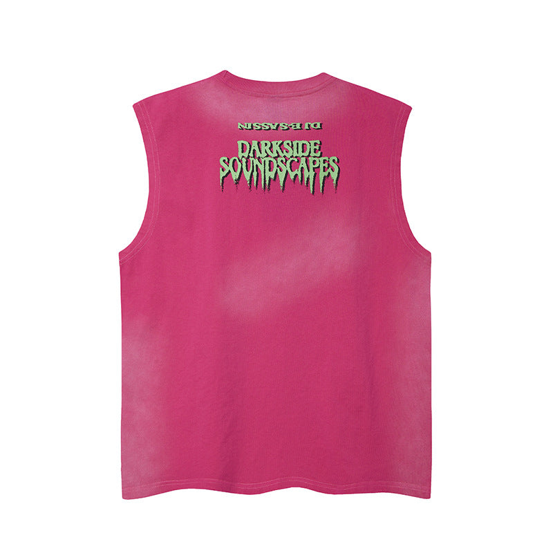 Street Style Printed Letter Chain Vest for Men