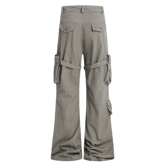 Multi-Pocket Cargo Flared Trousers
