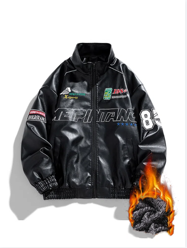 Men's Printed British Casual PU Leather Jacket
