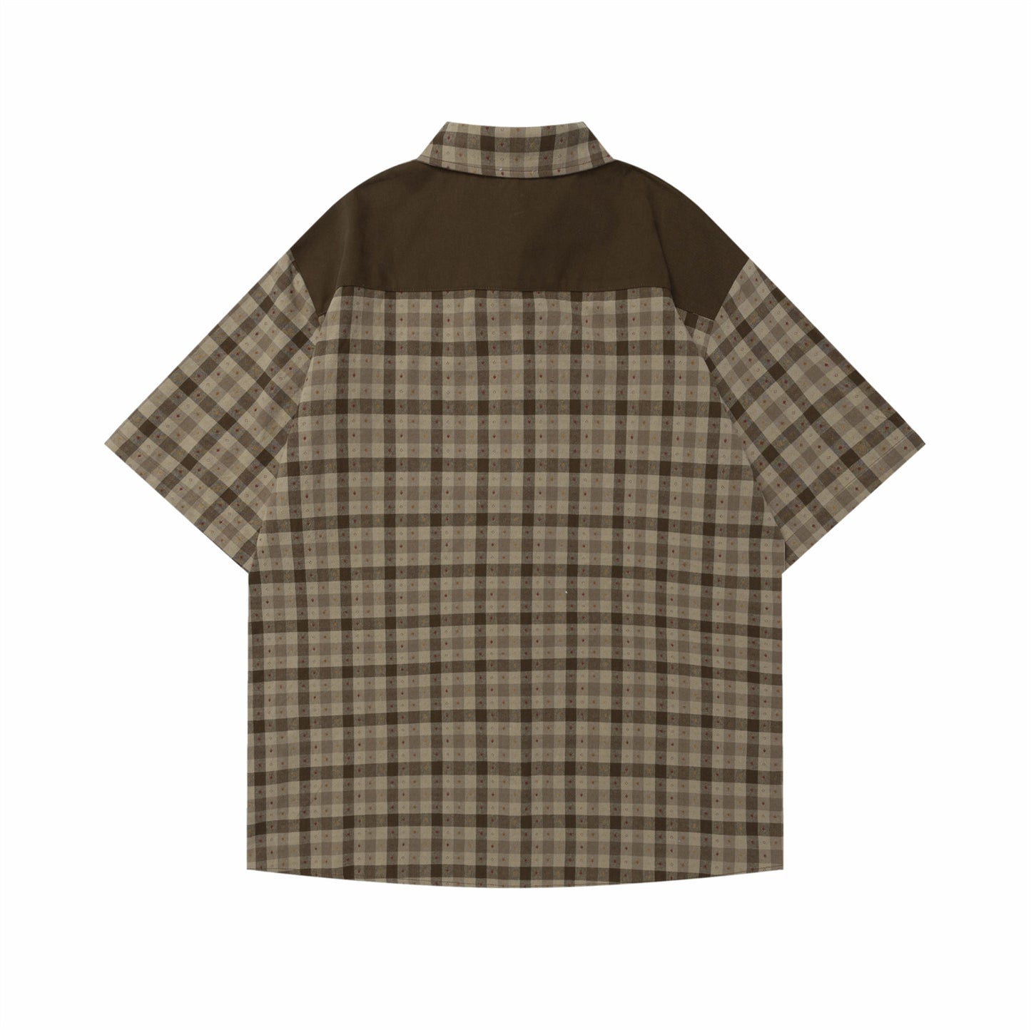 Color Block Cartoon Letter Embroidery Short Sleeve Shirt