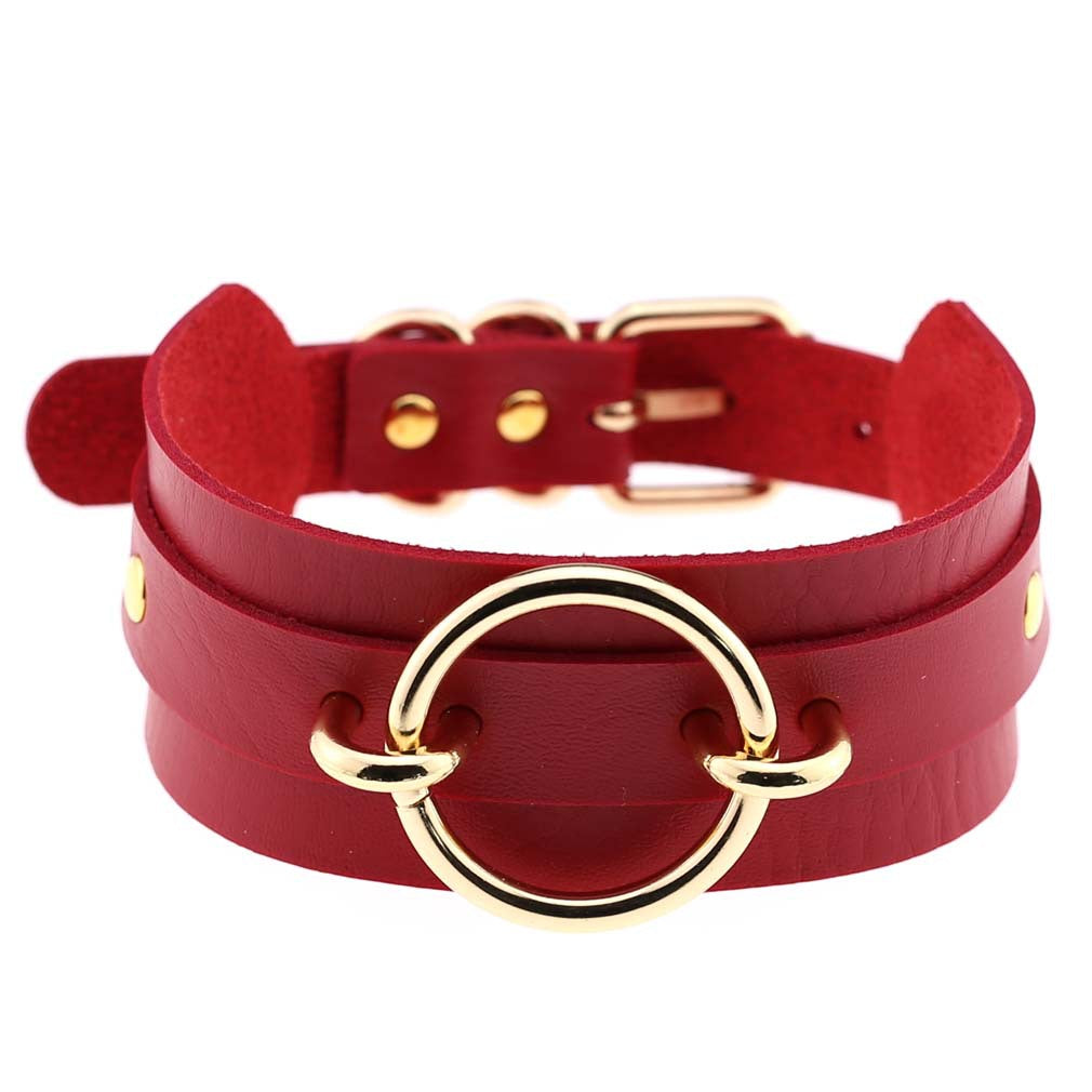 Harajuku Exaggerated PU Leather O-Ring Collar Necklace