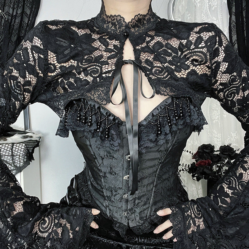 Versatile Dark Lace Sexy Street Cape