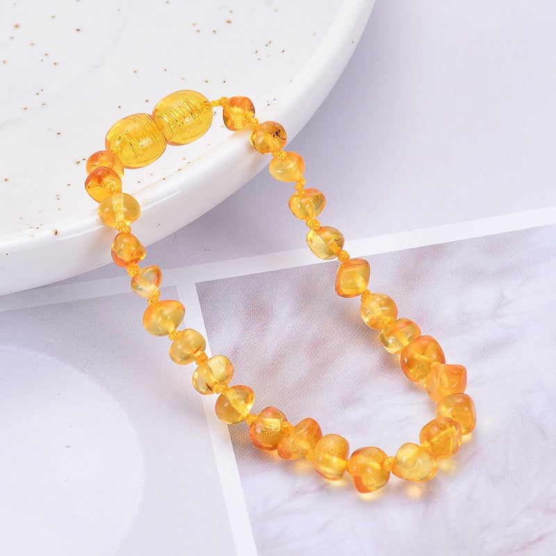 Baltic Sea Amber Baby Bracelet - Irregular Handcrafted Jewelry