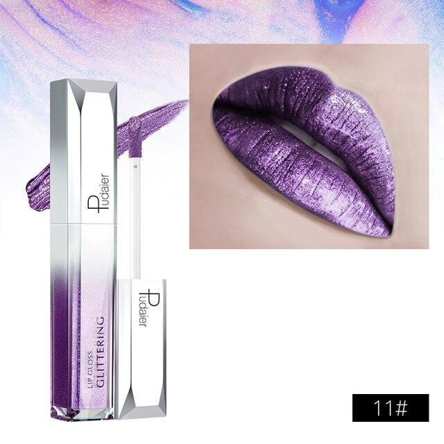 Metallic Glitter Shine Full Color Lipstick - 18 Shades
