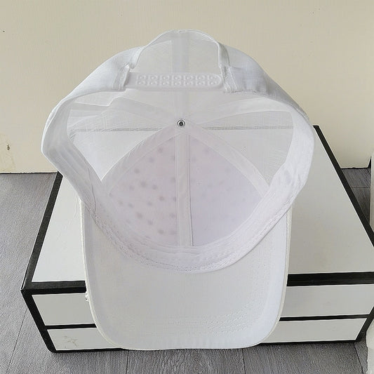 Harajuku Style Rhinestone Pearl Baseball Hat - White Pink