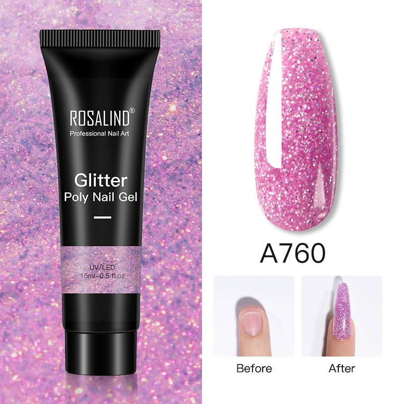 Glitter Poly Nail Gel Extension - 15ml Nail Polish for Manicure