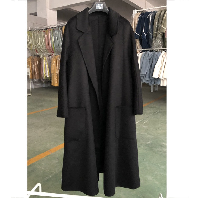 Harajuku Style Double-Sided Wool Coat for Women