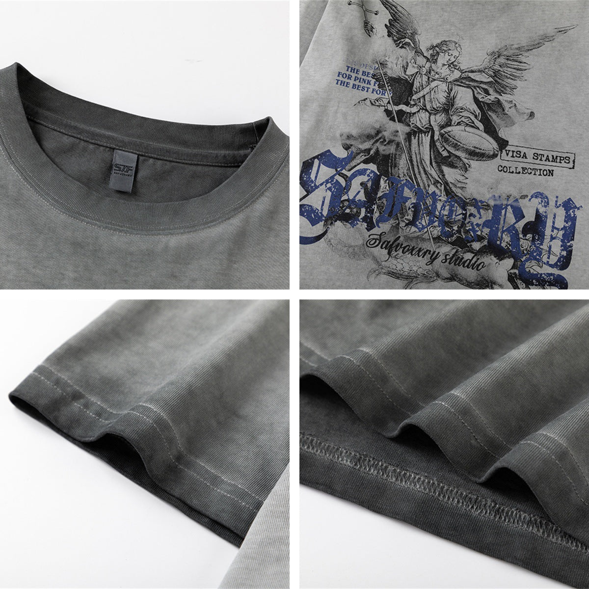 Harajuku Style Casual Grey Short Sleeved T-Shirt