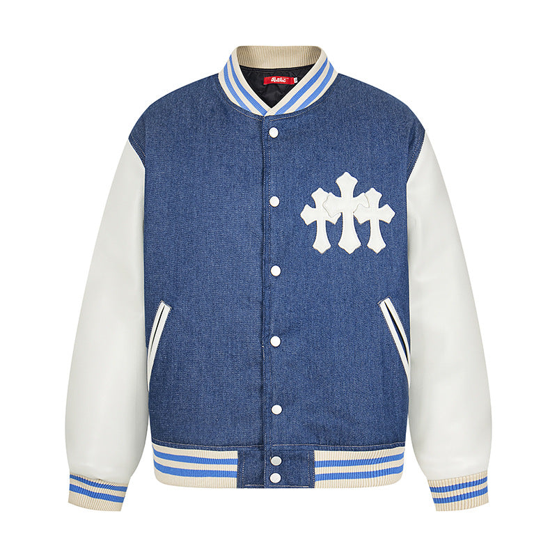 Patchwork Color-Blocked Jacket Loose Casual Versatile Thickened Outerwear