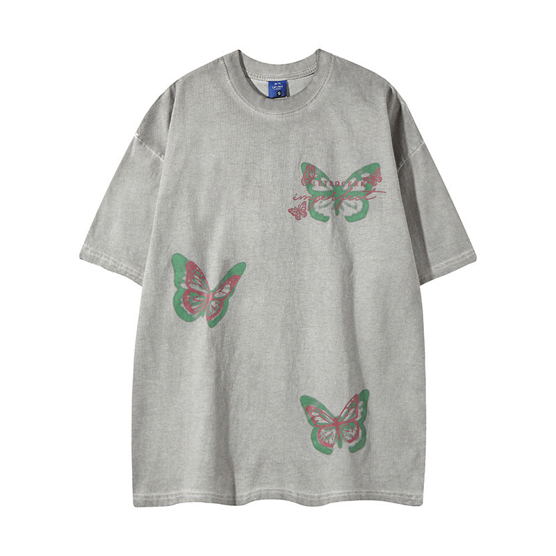 Harajuku Style Fluorescent Butterfly Crew Neck T-Shirt