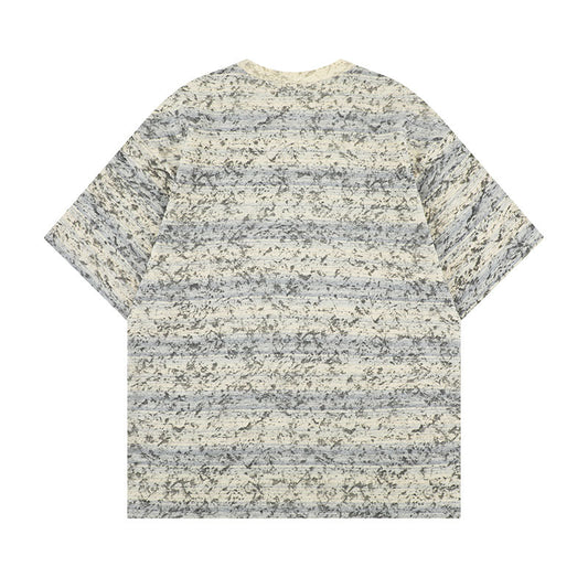 Harajuku Style Letter Print Stripe Loose Fit T-Shirt for Men