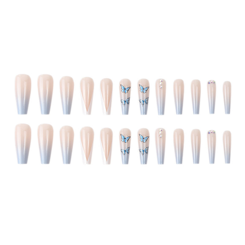 V-Shaped Blue Butterfly Nail Patch - Harajuku Style