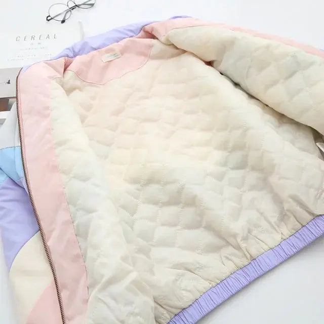 Playful Color Block Cartoon Embroidery Jacket