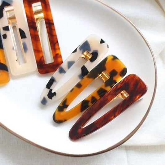 Women Vintage Leopard Print Hair Pin Clip - Geometric Water Drop Shape Hair Accessories