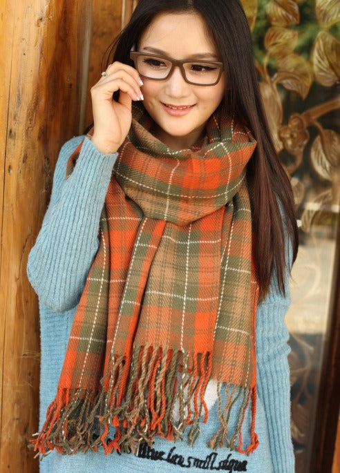 Harajuku Style Color Grid Imitation Cashmere Scarf