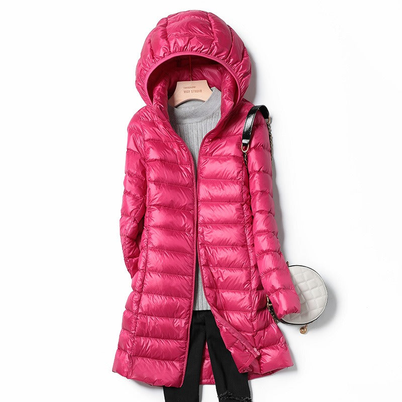 Harajuku-Style Women's Oversized Mid-Length Down Jacket