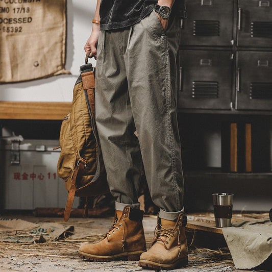 Harajuku Style Retro Work Pants - Trendy Casual Khaki Trousers