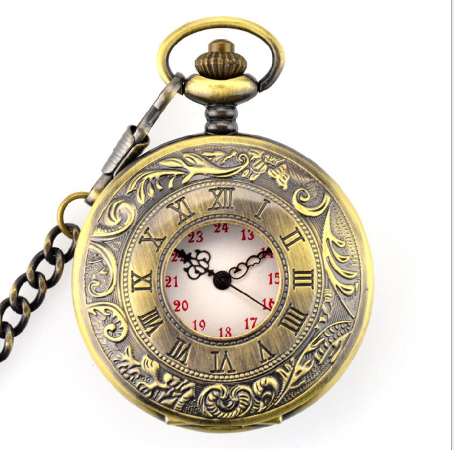 Gothic Big Roman Hollow Pocket Watch - Harajuku Style