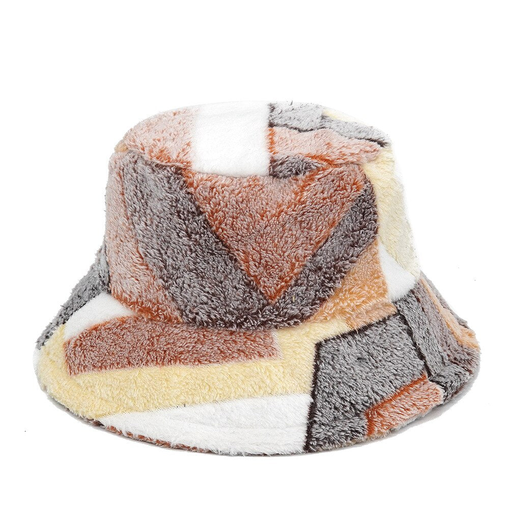 Camouflage Faux Fur Bucket Hat - Warm & Stylish Fisherman Hat