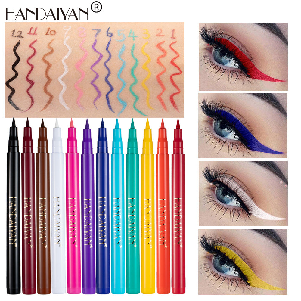 12 Color Matte Eyeliner Set - Quick-Drying & Smudge-Proof